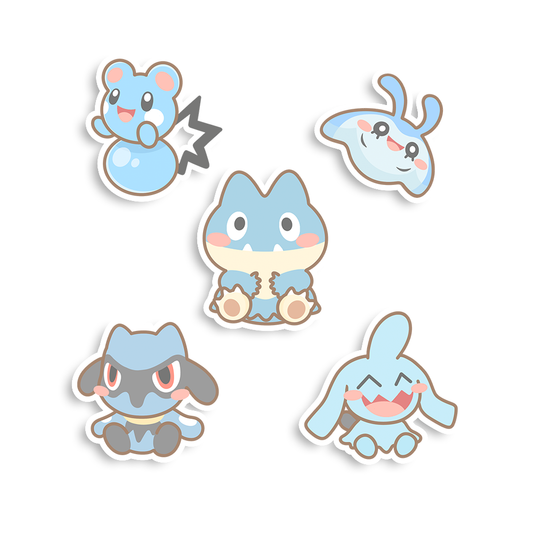 Azurill, Mantyke, Munchlax, Riolu & Wynaut Sticker Flakes