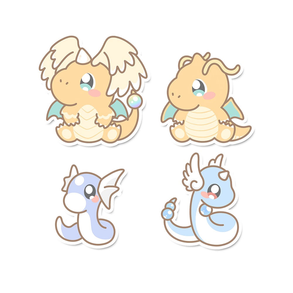 Dratini, Dragonair, Dragonite & Mega Dragonite Sticker Flakes