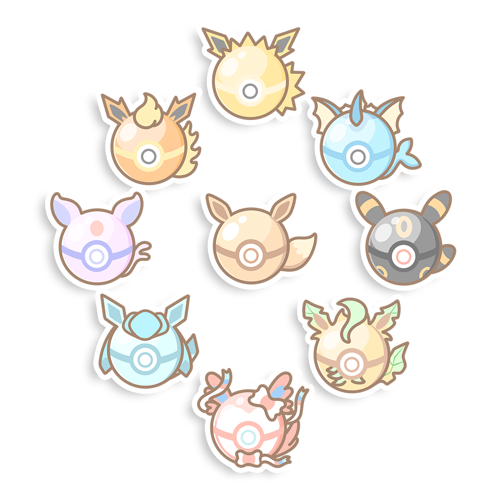 Eeveelutions Pokeball Sticker Flakes