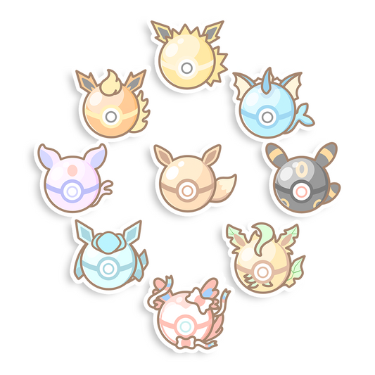 Eeveelutions Pokeball Sticker Flakes