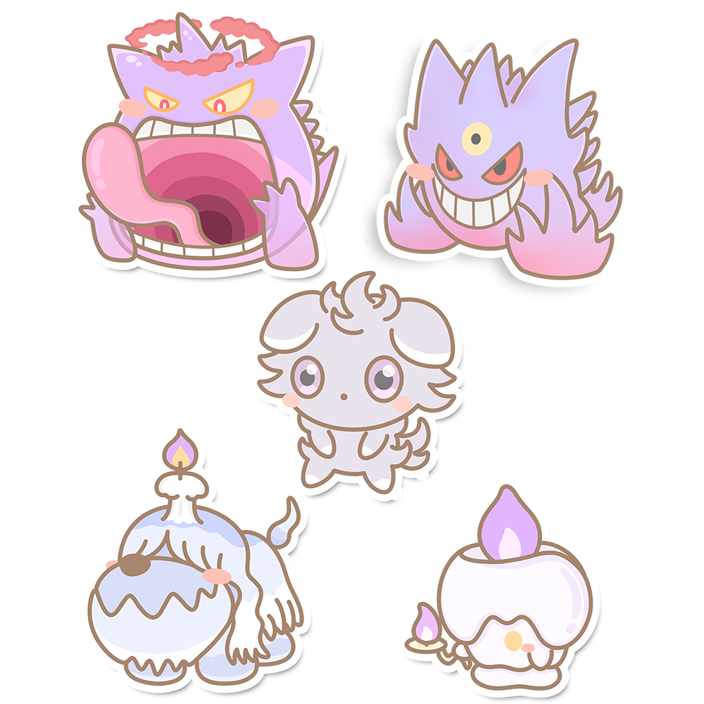 Gigantamax Gengar, Mega Gengar, Espurr, Greavard & Litwick Sticker Flakes