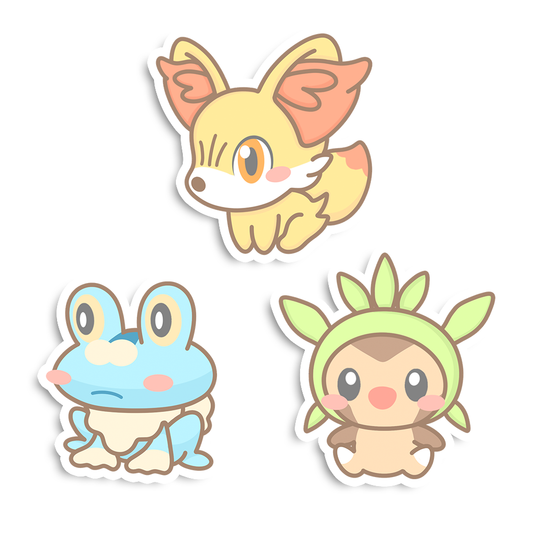 Fennekin, Froakie & Chespin Sticker Flakes