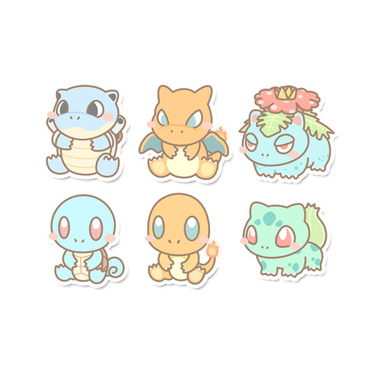 Blastoise, Charizard, Venusaur, Squirtle, Charmander & Bulbasaur Sticker Flakes