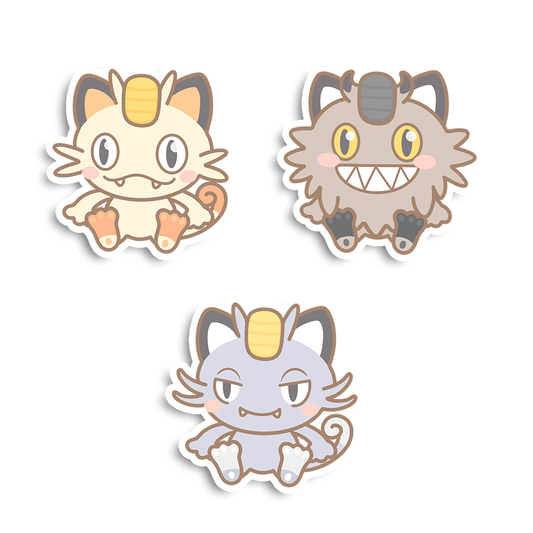 Meowth, Galarian Meowth & Alolan Meowth Sticker Flakes
