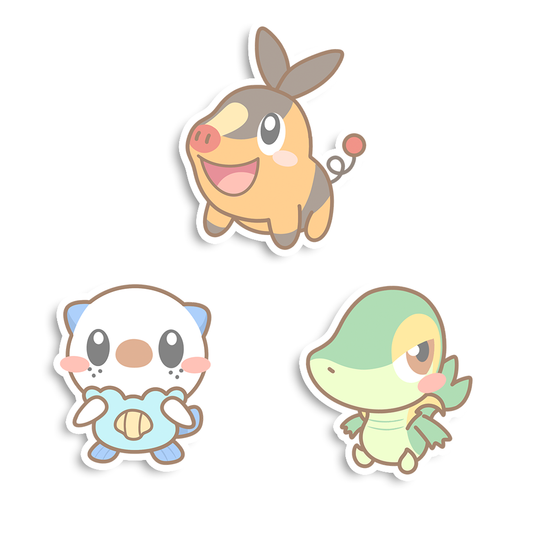 Tepig, Oshawott & Snivy  Sticker Flakes