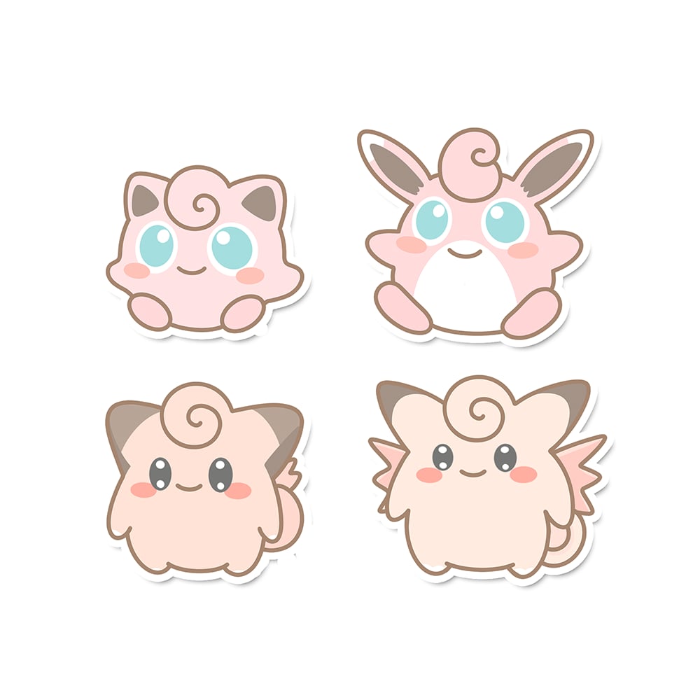 Jigglypuff, Wigglytuff, Clefairy & Clefable Sticker Flakes
