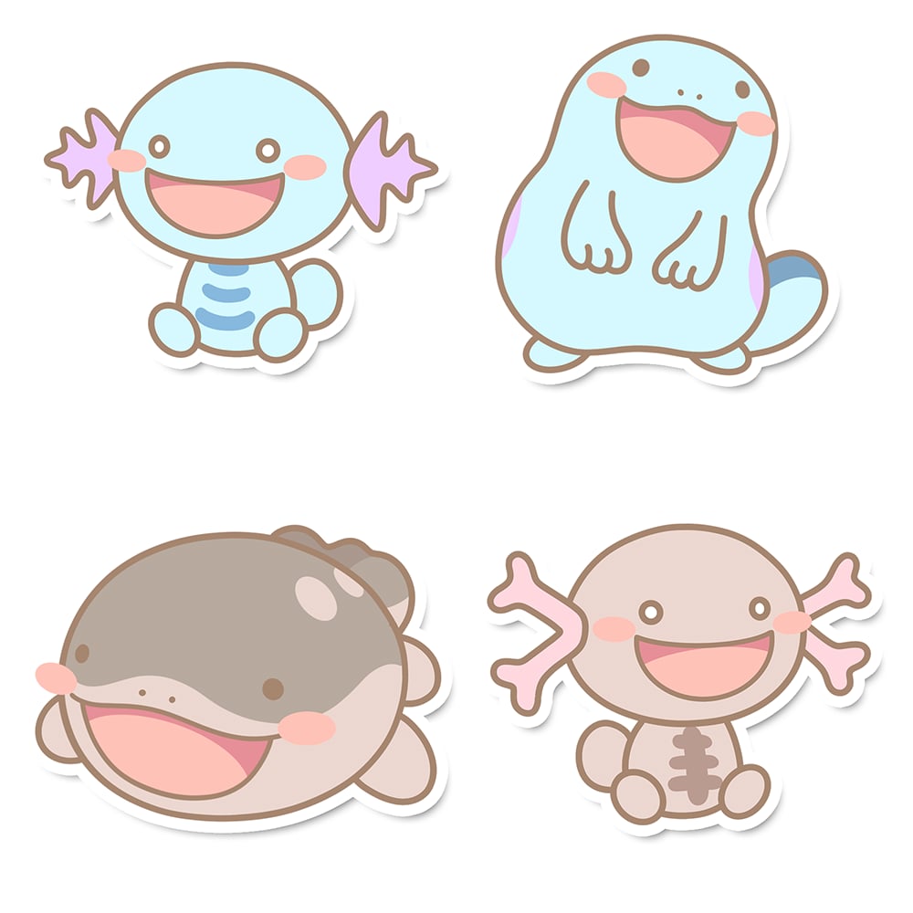 Wooper, Quagsire, Paldean Wooper & Clodsire Sticker Flakes