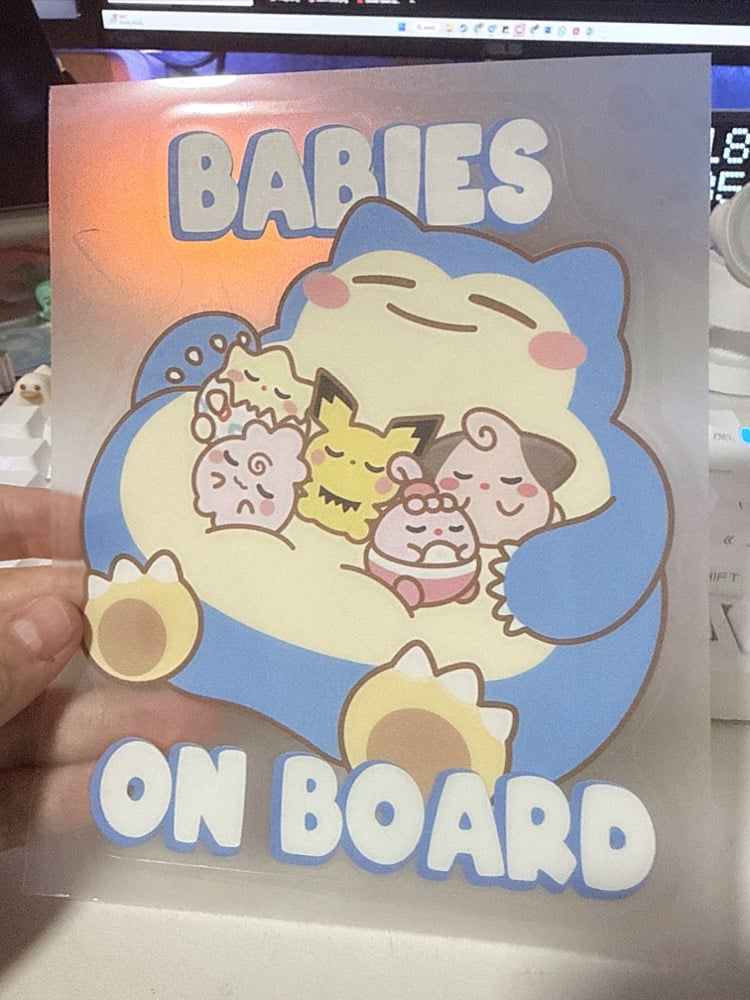 Snorlax Babies on Board Sticker Flake & Car Decal